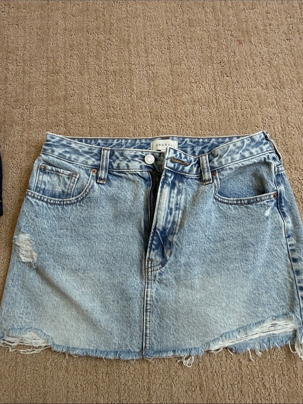 PacSun Light Blue Distressed Denim Mini Skirt 27”